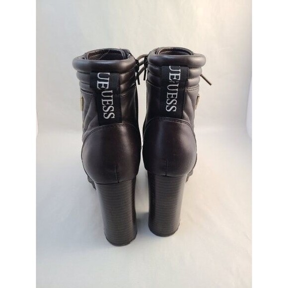 Guess Lace-Up Combat Boots Size 5.5 Brown Heeled Ankle Booties Gold Hardware - Picture 4 of 7